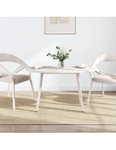 Piano Tavolo Bianco 110x55x2,5 cm Legno Massello di Pino Ovale 2