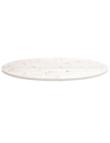 Piano Tavolo Bianco 110x55x2,5 cm Legno Massello di Pino Ovale