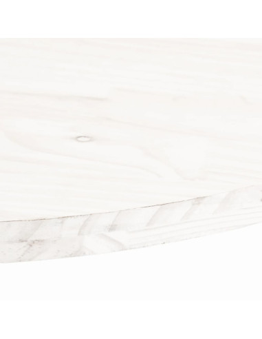 Piano Tavolo Bianco 110x55x2,5 cm Legno Massello di Pino Ovale