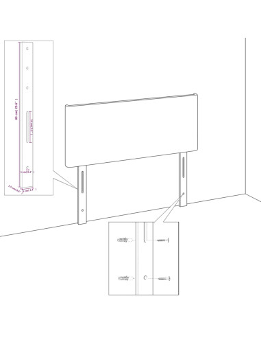 Testiera ad Orecchio Crema 163x23x78/88 cm in Similpelle
