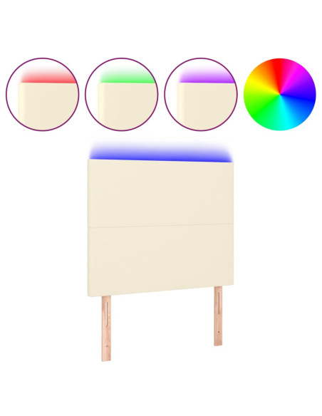 Testiera a LED Crema 80x5x118/128 cm in Similpelle