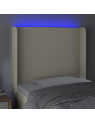 Testiera a LED Crema 83x16x118/128 cm in Similpelle