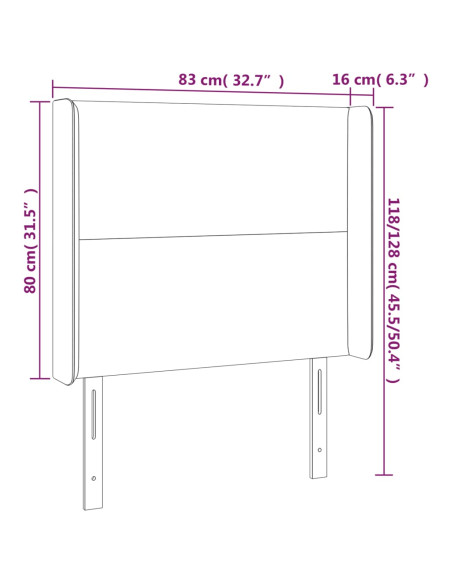 Testiera a LED Crema 83x16x118/128 cm in Similpelle