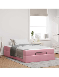 Struttura letto con materasso con materasso 2 pcs Rosa Velluto 2