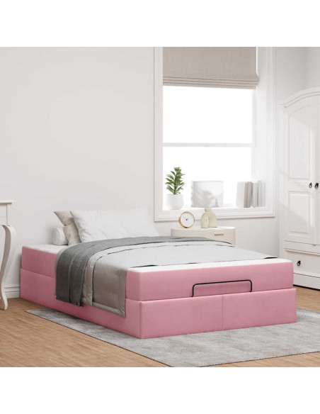 Struttura del letto con archiviazione Rosa 120 x 200 cm Velluto