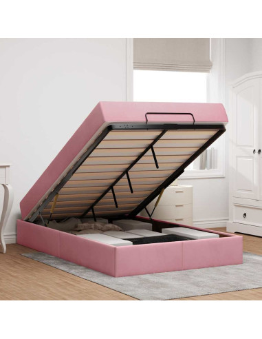 Struttura letto con materasso con materasso 2 pcs Rosa Velluto