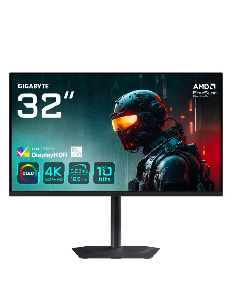 GIGABYTE MO32U 31,5" Monitor Gaming OLED 4K UHD - 3840 x 2160, 165Hz, 0.03ms, 250 cd/m², Display HDR True Black 400, HDMI 2.1, 