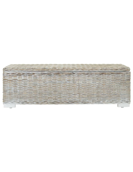 Portaoggetti Bianco 110cm Rattan Kubu Naturale e Massello Mogano