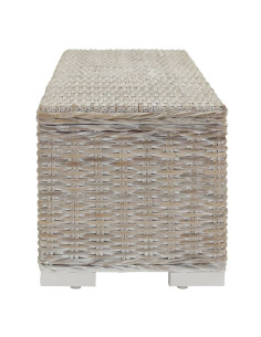 Portaoggetti Bianco 110cm Rattan Kubu Naturale e Massello Mogano 2