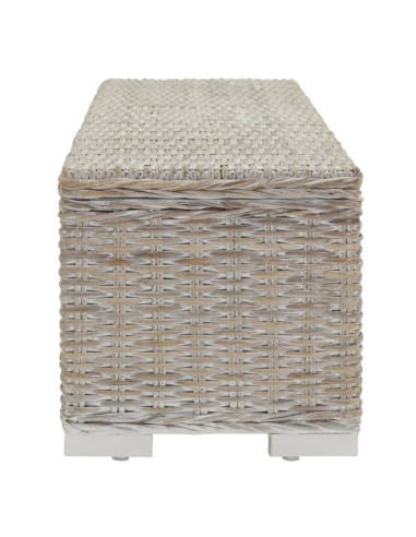 Portaoggetti Bianco 110cm Rattan Kubu Naturale e Massello Mogano