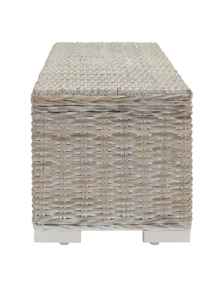 Portaoggetti Bianco 110cm Rattan Kubu Naturale e Massello Mogano