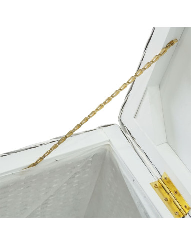 Portaoggetti Bianco 110cm Rattan Kubu Naturale e Massello Mogano