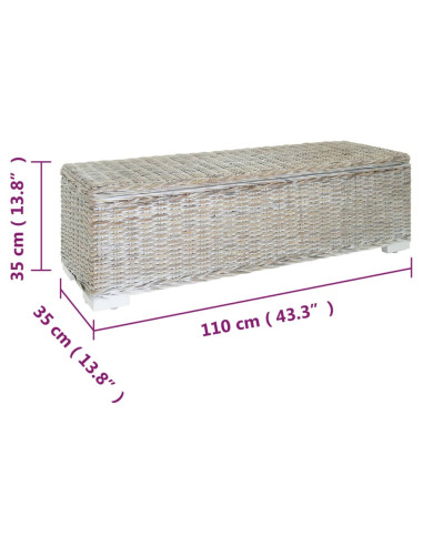 Portaoggetti Bianco 110cm Rattan Kubu Naturale e Massello Mogano