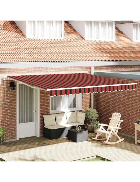 Tenda Retrattile Rigato Arancione e Marrone 400 × 300 cm Tessuto