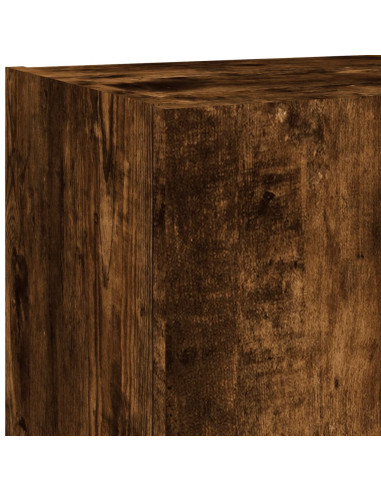 Mobili TV a Muro con LED 5pz Rovere Fumo in Legno Multistrato