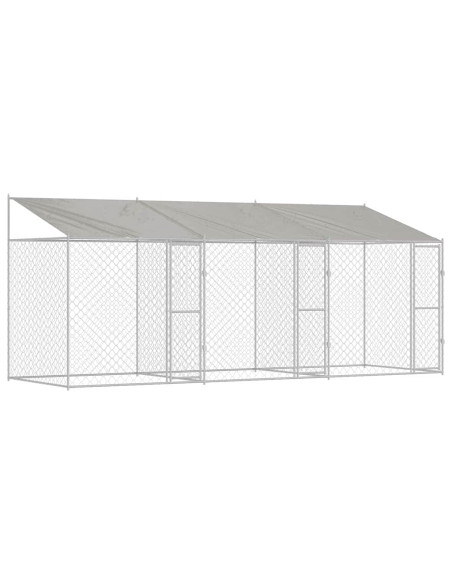 Gabbia per Cani con Tetto Argento 600 x 200 x 258 cm