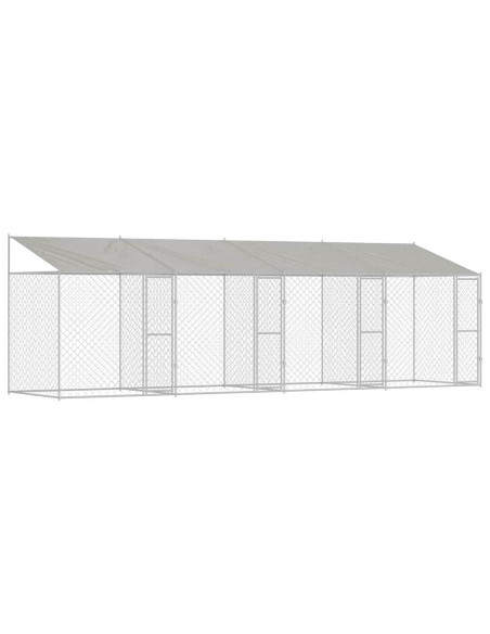Gabbia per Cani con Tetto Argento 800 x 200 x 258 cm