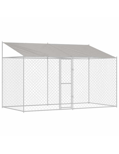 Gabbia per Cani con Tetto Argento 400 x 200 x 258 cm