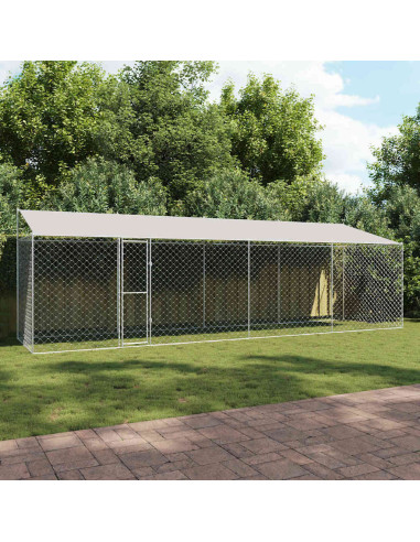 Gabbia per Cani con Tetto Argento 800 x 200 x 258 cm