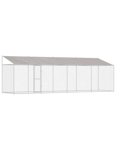 Gabbia per Cani con Tetto Argento 800 x 200 x 258 cm