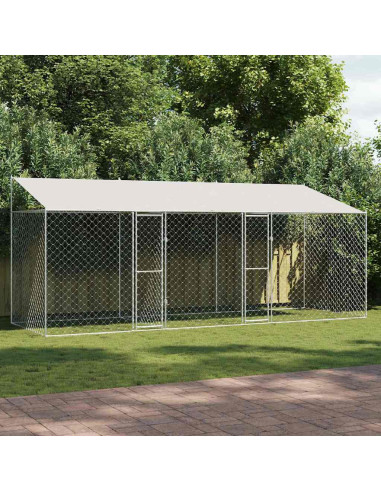 Gabbia per Cani con Tetto Argento 600 x 200 x 258 cm
