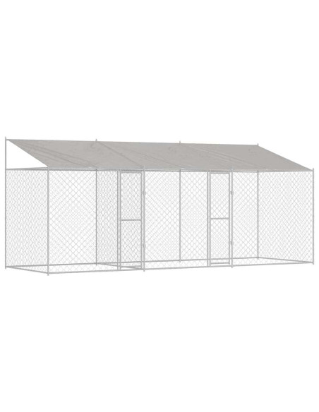 Gabbia per Cani con Tetto Argento 600 x 200 x 258 cm