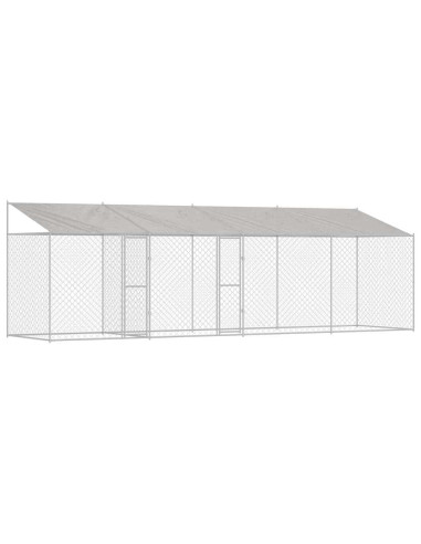Gabbia per Cani con Tetto Argento 800 x 200 x 258 cm