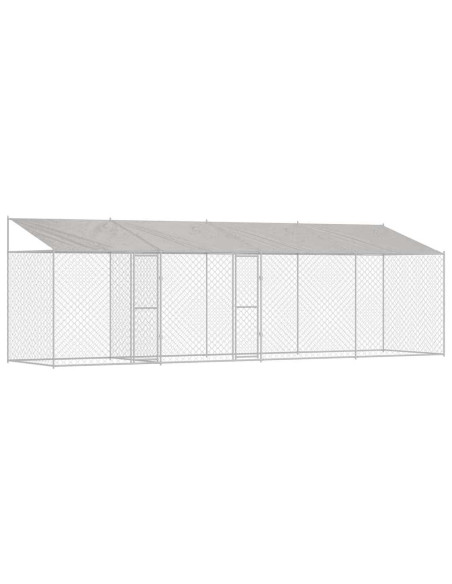 Gabbia per Cani con Tetto Argento 800 x 200 x 258 cm