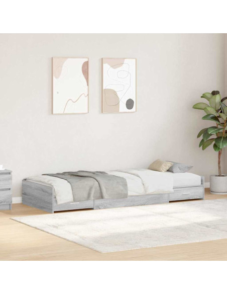 Struttura letto con contenitore Grigio Sonoma 100 x 200 cm