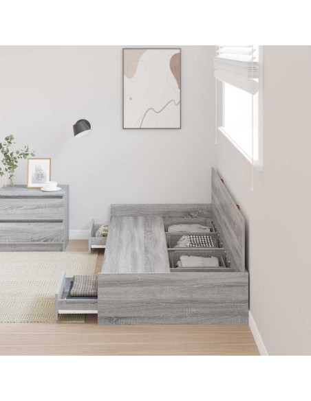 Struttura letto con contenitore Grigio Sonoma 100 x 200 cm