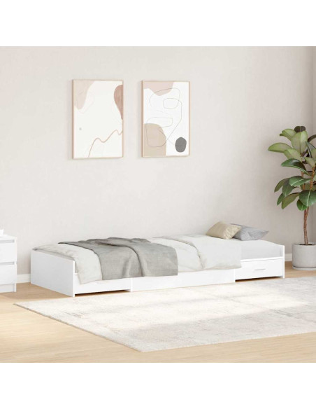 Struttura letto con contenitore Bianco 90 x 200 cm Legno multistrato