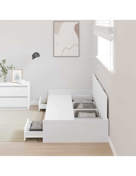 Struttura letto con contenitore Bianco 90 x 200 cm Legno multistrato