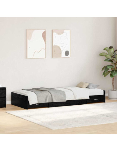 Struttura del letto Rovere Nero 90 x 200 cm Legno multistrato