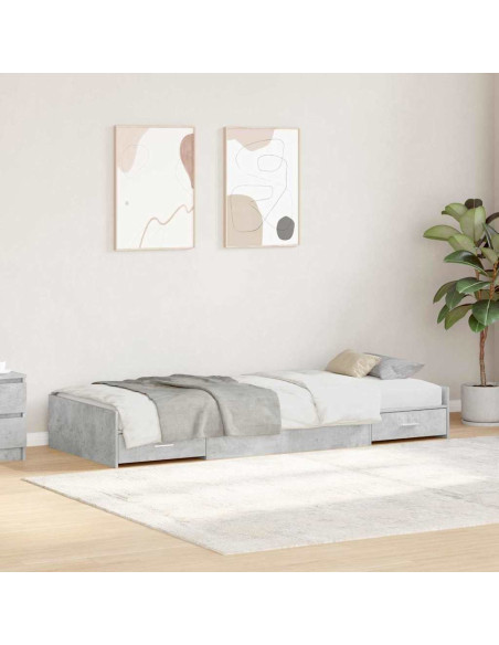 Struttura letto con contenitore Grigio cemento 90 x 200 cm