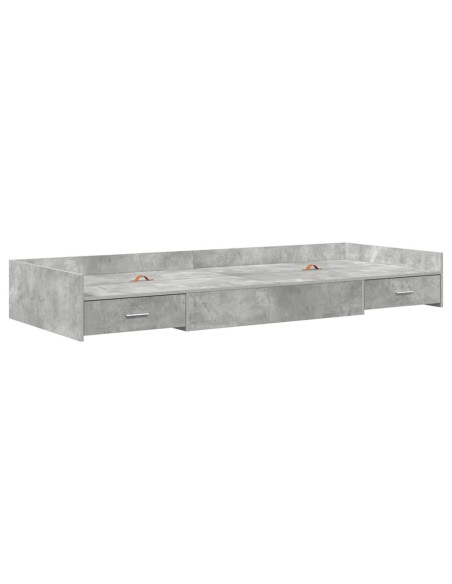 Struttura letto con contenitore Grigio cemento 90 x 200 cm