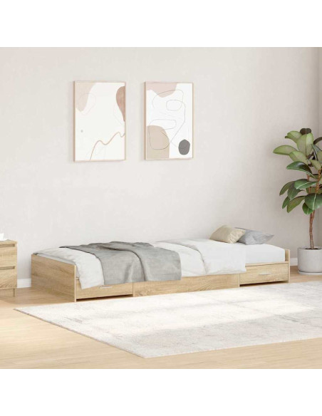 Struttura letto con contenitore Rovere Sonoma 80 x 200 cm