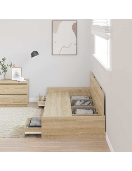 Struttura letto con contenitore Rovere Sonoma 80 x 200 cm