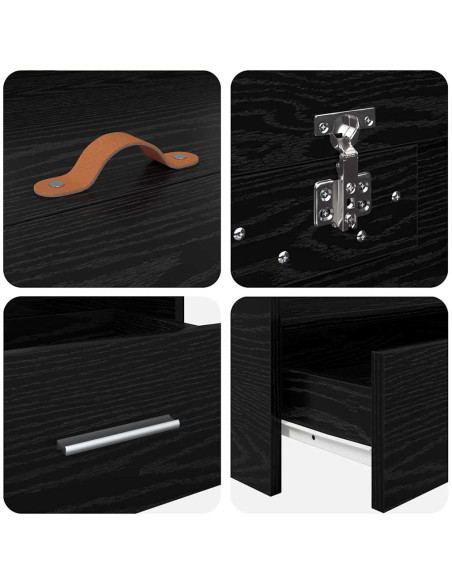Struttura letto con contenitore con testiera Rovere Nero 75 x 190 cm