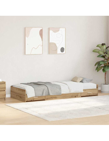 Struttura del letto con testiera Rovere artigianale 70 x 190 cm