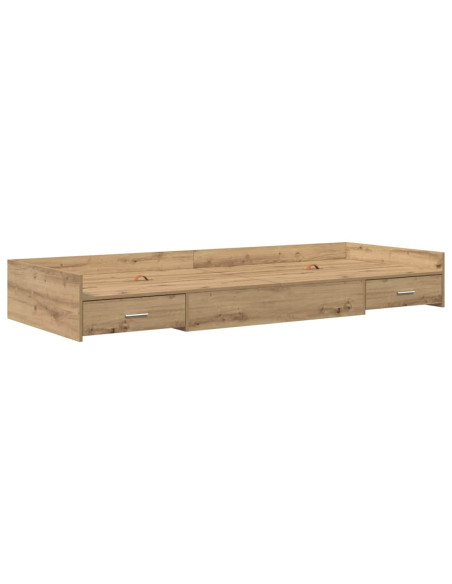 Struttura letto con contenitore Rovere artigianale 75 x 190 cm