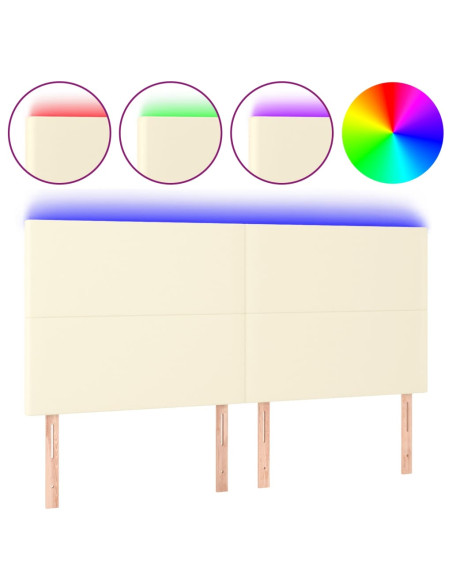 Testiera a LED Crema 160x5x118/128 cm in Similpelle
