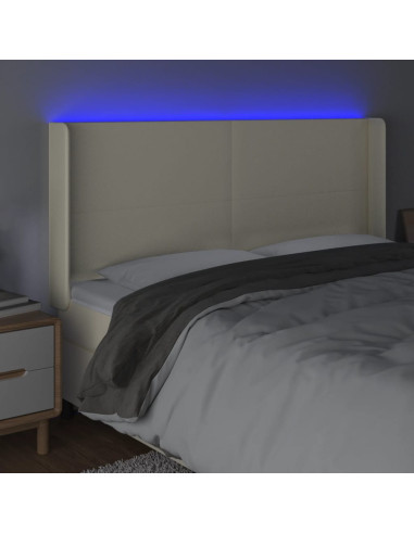 Testiera a LED Crema 163x16x118/128 cm in Similpelle