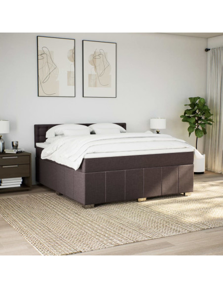 Giroletto a Molle con Materasso Marrone Scuro 180x200cm Tessuto