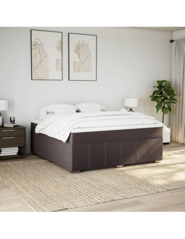 Giroletto a Molle con Materasso Marrone Scuro 180x200cm Tessuto