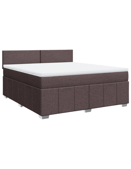Giroletto a Molle con Materasso Marrone Scuro 180x200cm Tessuto