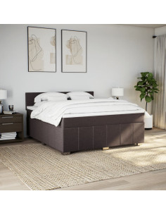 Giroletto a Molle con Materasso Marrone Scuro 180x200cm Tessuto 2