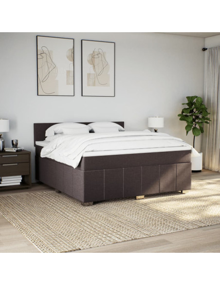 Giroletto a Molle con Materasso Marrone Scuro 180x200cm Tessuto