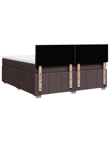 Giroletto a Molle con Materasso Marrone Scuro 180x200cm Tessuto