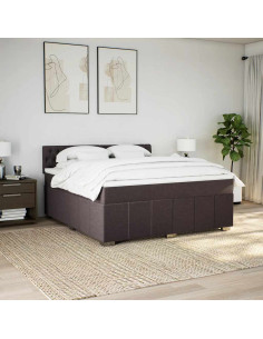 Giroletto a Molle con Materasso Marrone Scuro 180x200cm Tessuto 2