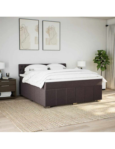 Giroletto a Molle con Materasso Marrone Scuro 180x200cm Tessuto